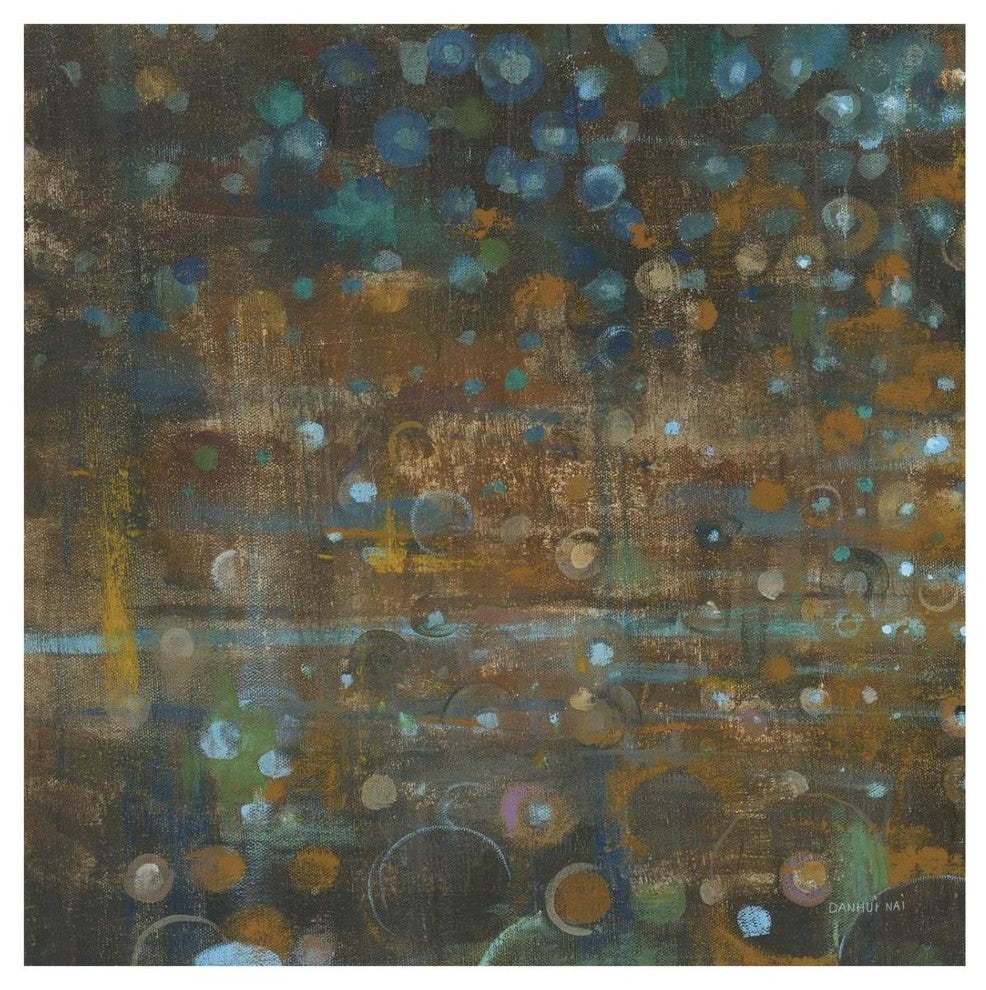 "Blue and Bronze Dots IX" Digital Paper Print by Danhui Nai, 26"x26"