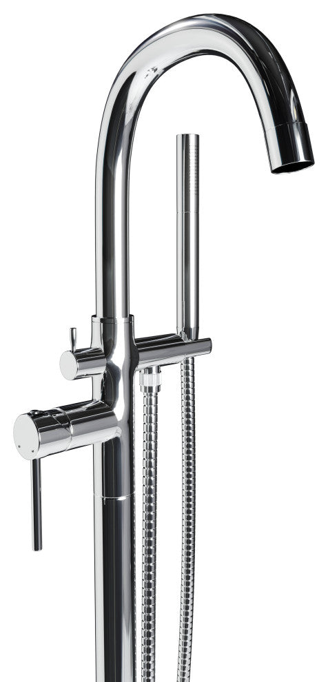 CastelloUSA Neptune Freestanding Tub Filler Faucet, Chrome, Standard Handle
