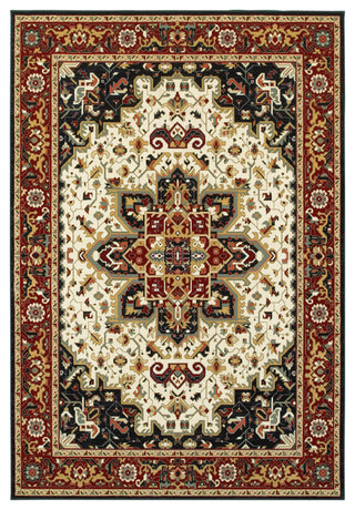 Karaman Traditional Medallion Red/ Ivory Area Rug, 6'7"x9'6"