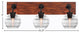 Oxbridge 3-Light Bath Bar, Matte Black & Painted Wood-look Metal/Clear Ribbed