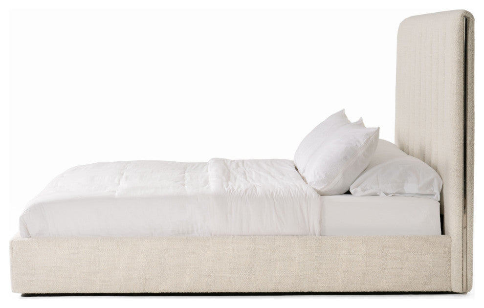 Valhalla Contemporary White Fabric Bed, Eastern King