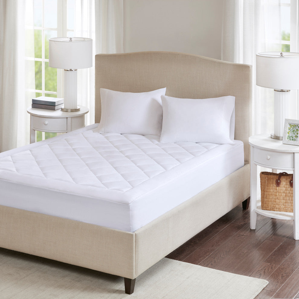 Sleep Philosophy Microfiber Waterproof Mattress Pad, White, California King