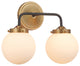2 - Light Over-Mirror Vanity Light Mid-Century Modern in Aged Brass & Black