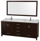Wyndham WCS141480DESCMUNSM70 Espresso Vanity with Square Sinks and Mirror