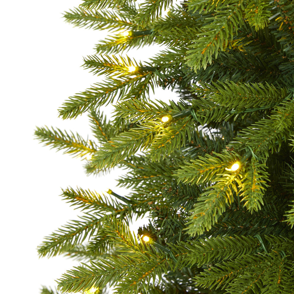 6' Belgium Fir Natural Look Artificial Christmas Tree With 300 Clear LED Lights