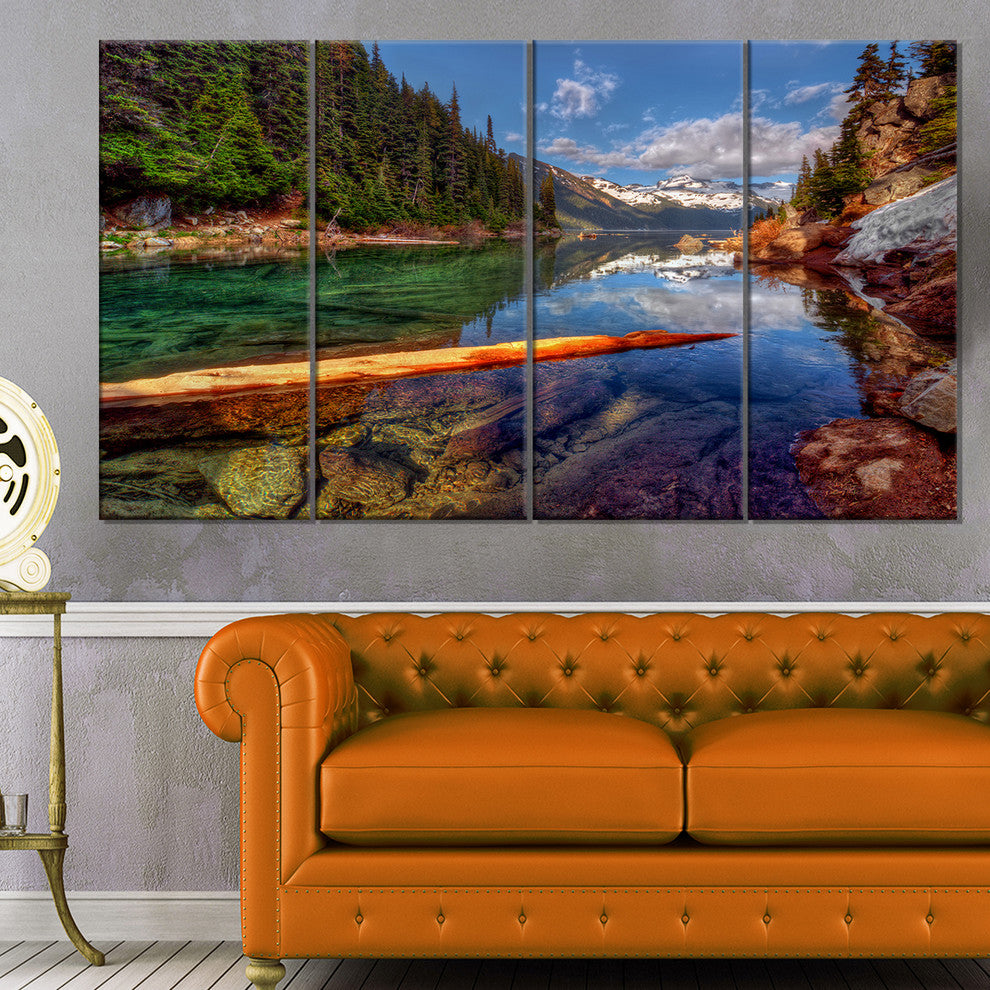 Floating Lake in Mountain Lake, Large Landscape Canvas Print, 48"x28", 4 Panels