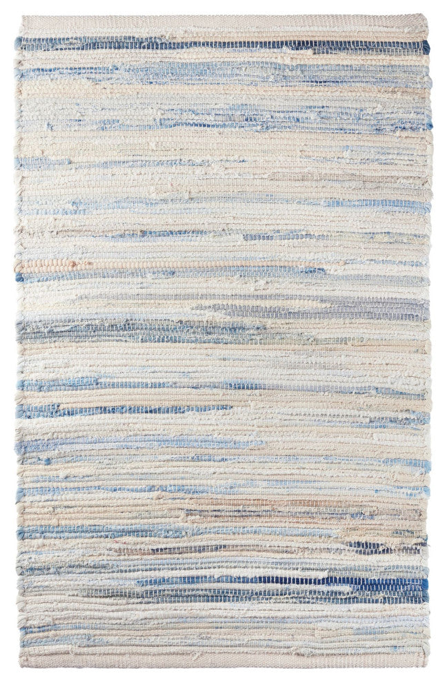 Dash & Albert Denim Rag Handwoven Cotton Rug, Blue, Runner-2'6" x 8'