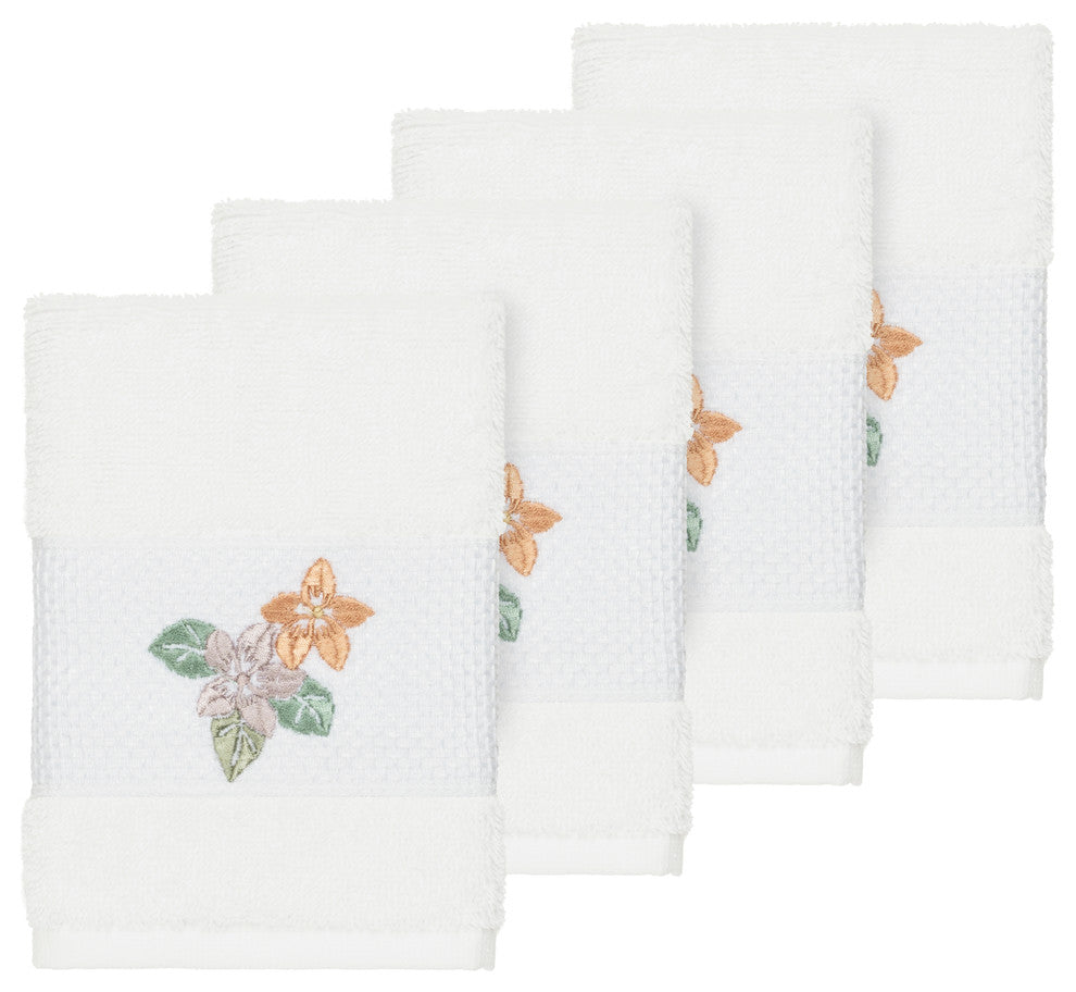 Caroline 4 Piece Embellished Washcloth Set