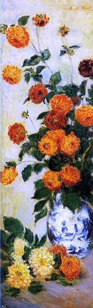 Claude Oscar Monet Dahlias, 15"x30" Wall Decal Print