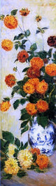 Claude Oscar Monet Dahlias, 15"x30" Wall Decal Print