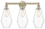 Cindyrella 3-Light 25" Bath Vanity Light, Antique Brass, Clear Shade