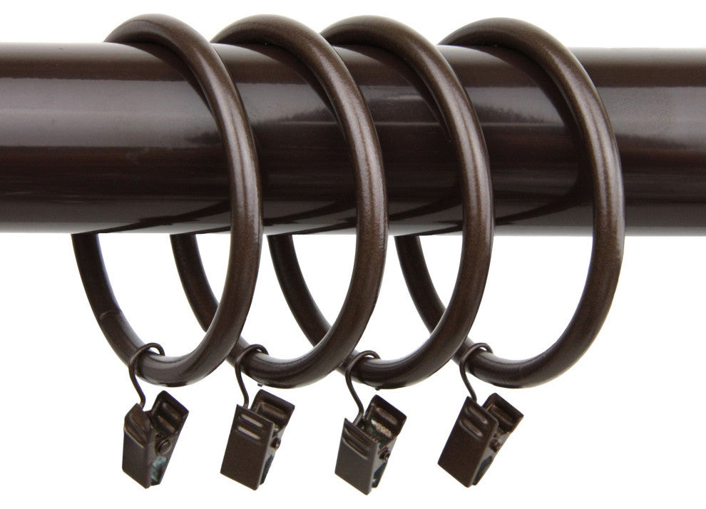 2-1/2" Curtain Rings With Clip, Set of 10, Cocoa