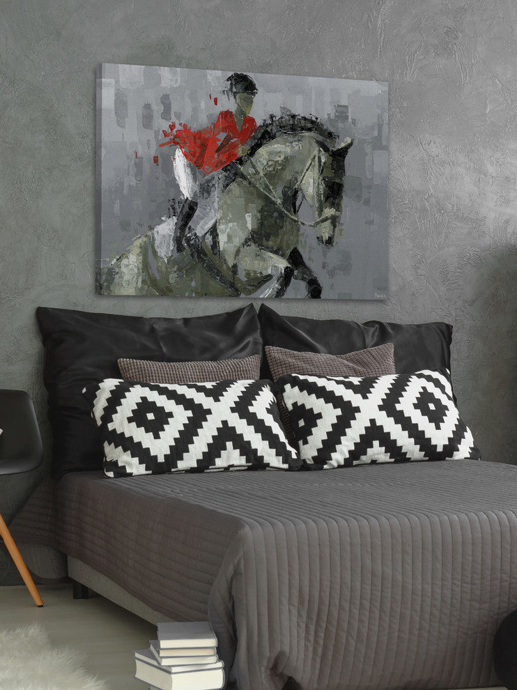 "Equestrian Trick Riding" Painting Print on Wrapped Canvas, 60"x40"