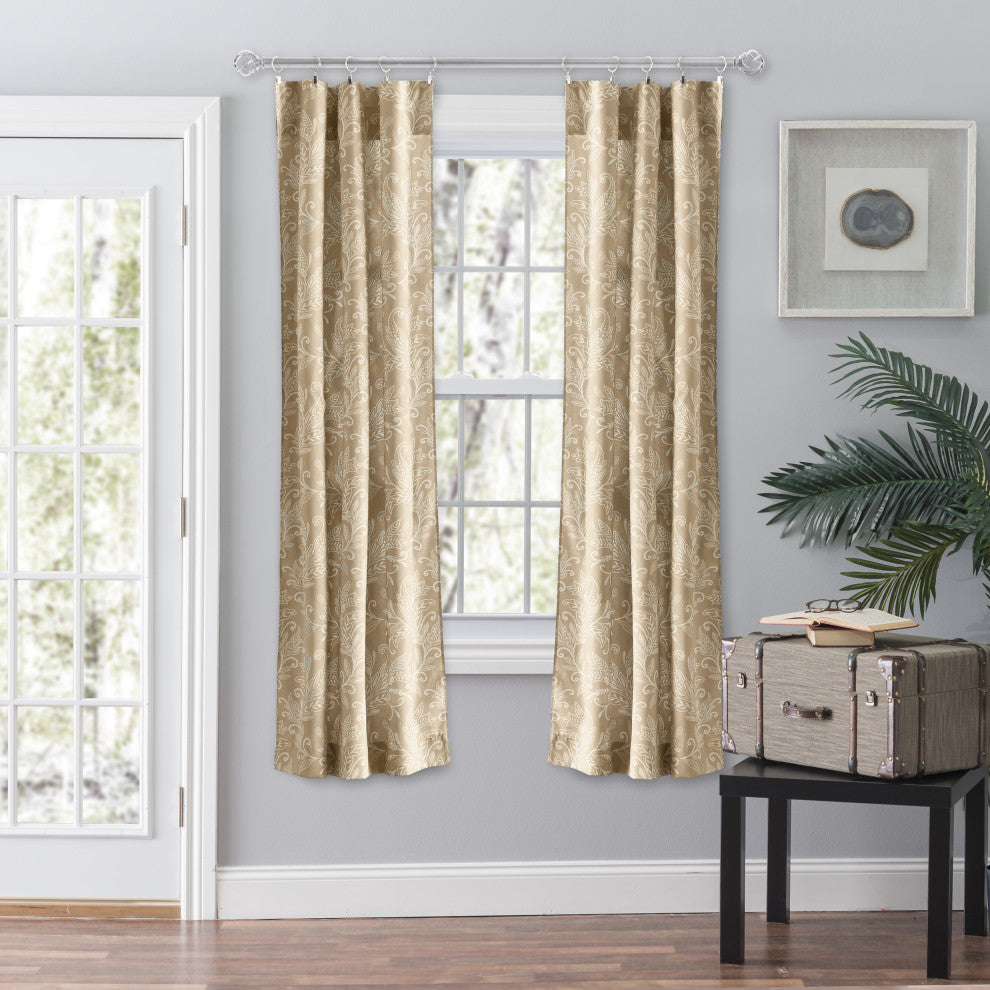 Lexington Leaf Tailored Panel Pair, Tan, 56" X 63"