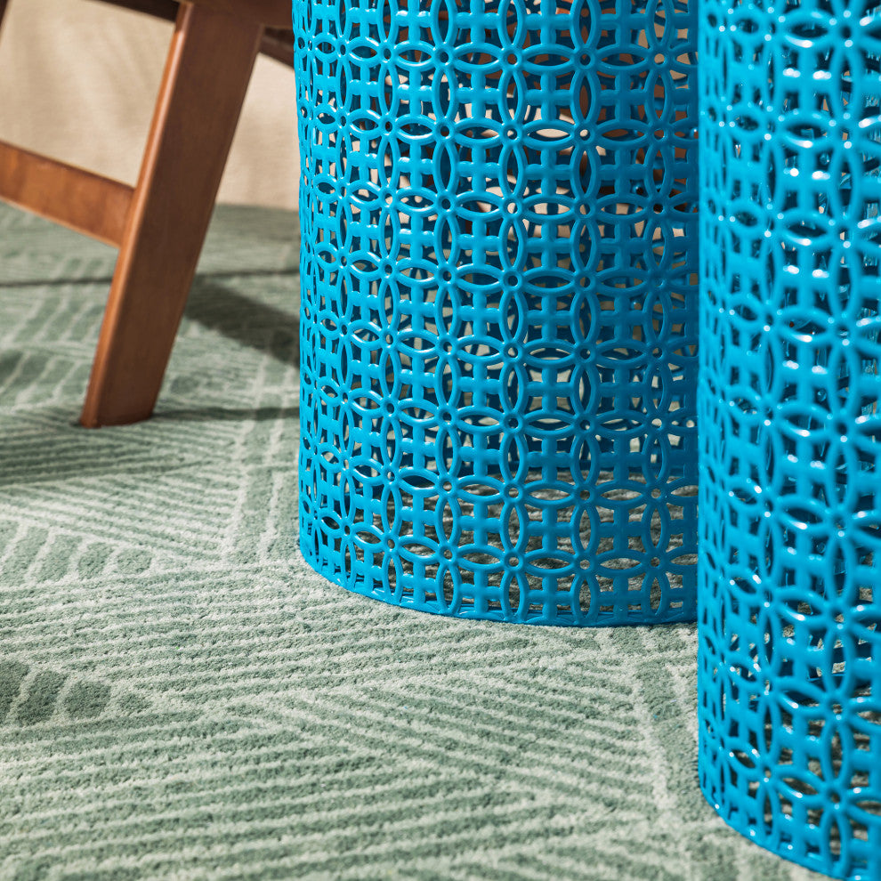 Multi-Functional Metal Garden Stool, 2-Piece Set, Blue