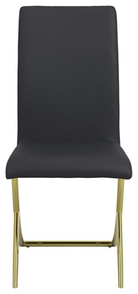Coaster Chanel Upholstered Faux Leather Dining Chairs in Black