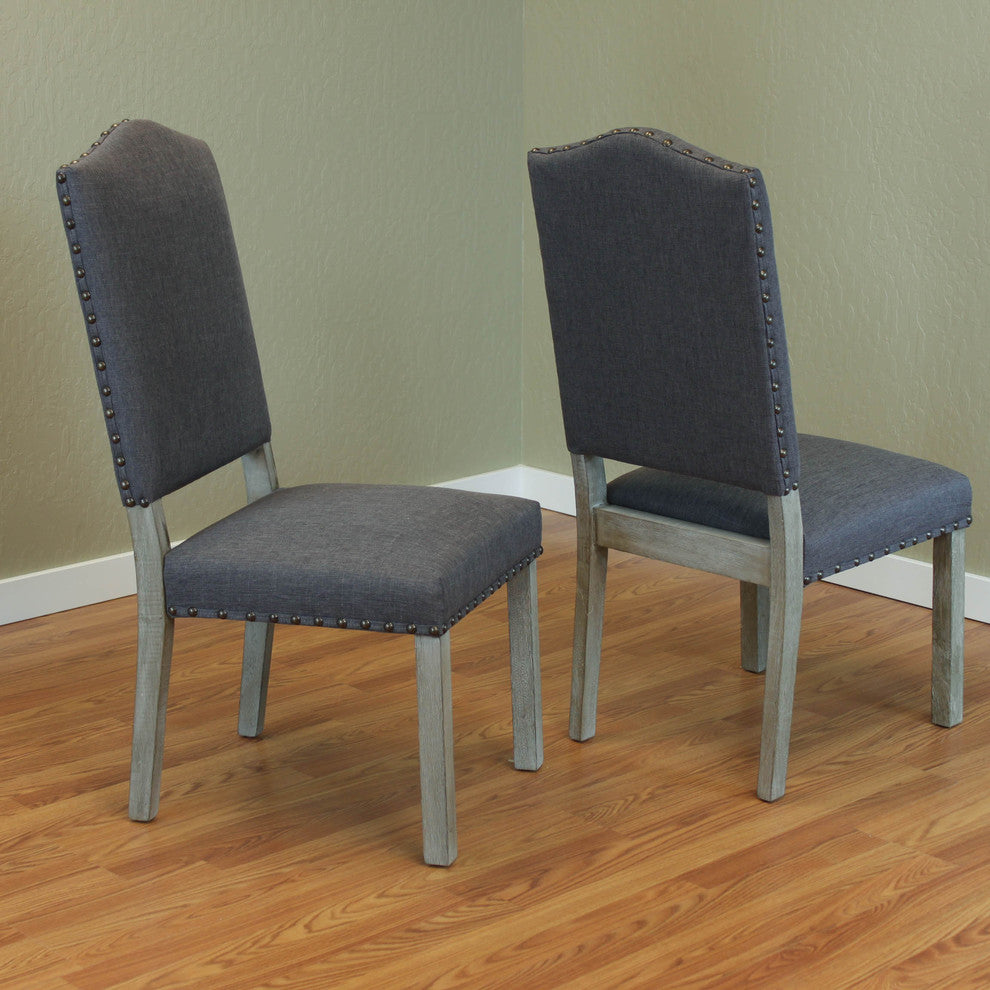 Maceda Linen Dining Chairs, Set Of 2, Smoke Gray