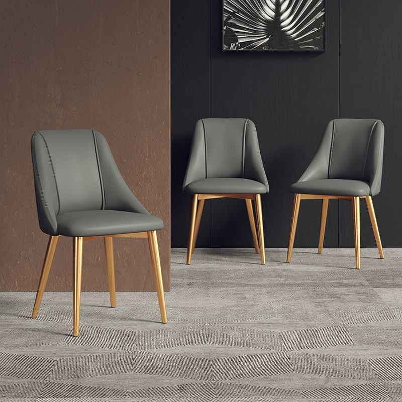 Nordic Iron Desk Stool Dining Chair, Charcoal+gold Legs