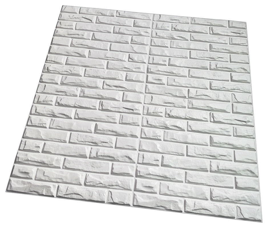 19.7" x 19.7" Art3d PVC 3D Wall Panels White Brick Wall Tiles, Set of 12