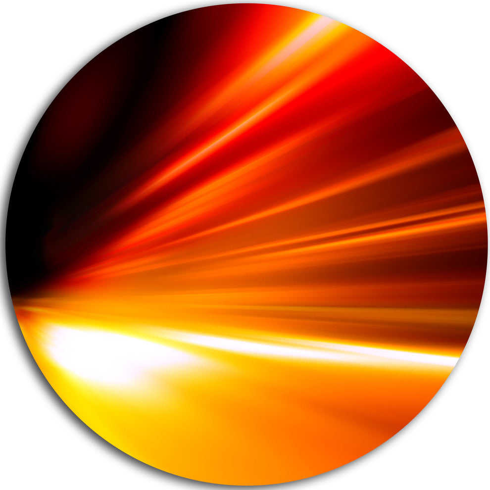 Night Road Traffic Trail, Abstract Digital Art Disc Metal Wall Art, 23"