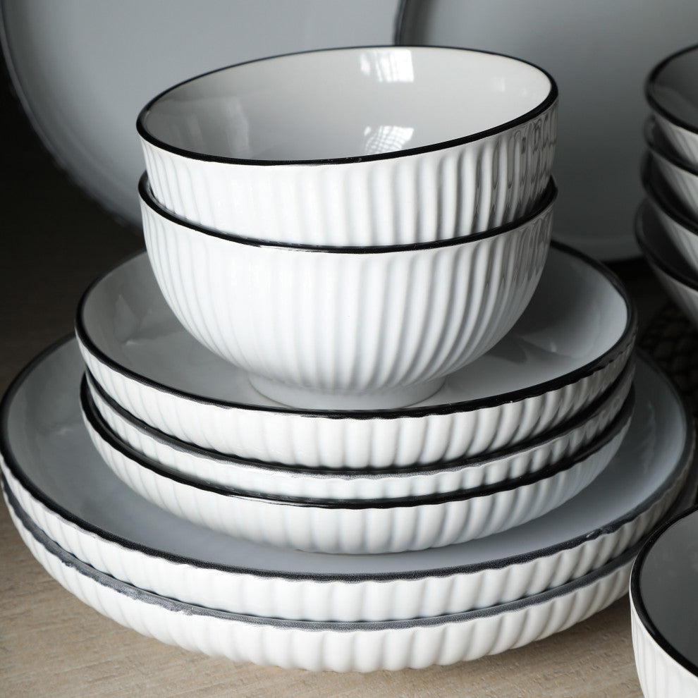 Christian Siriano Lustra Stoneware 16 Piece Dinnerware Set, White