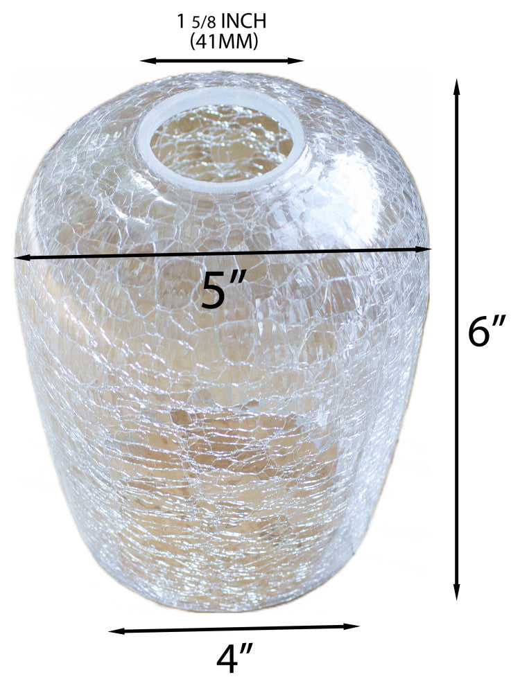 Crackle Glass Shade, Set of 3, Mini Globe Shape for Light Fixture Replacement