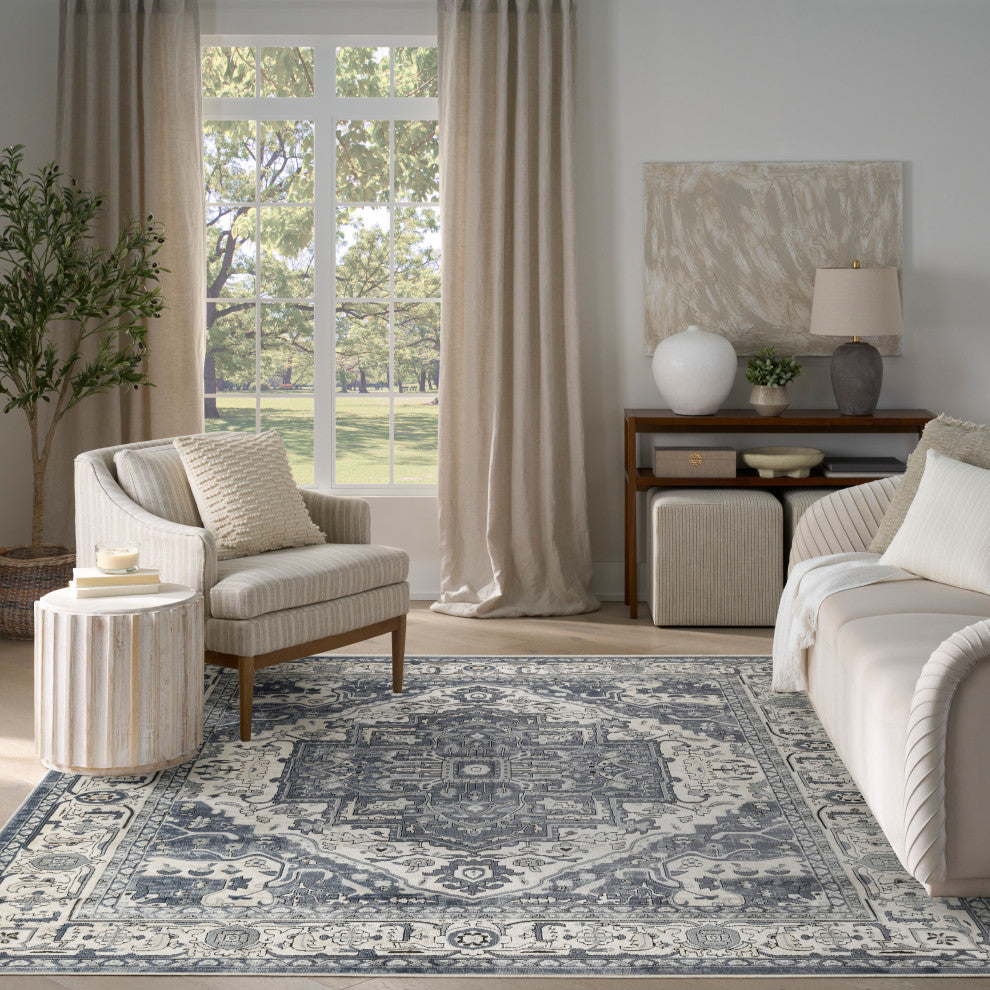 Nourison Quarry 7'10" x 9'10" Navy Ivory Vintage Indoor Rug