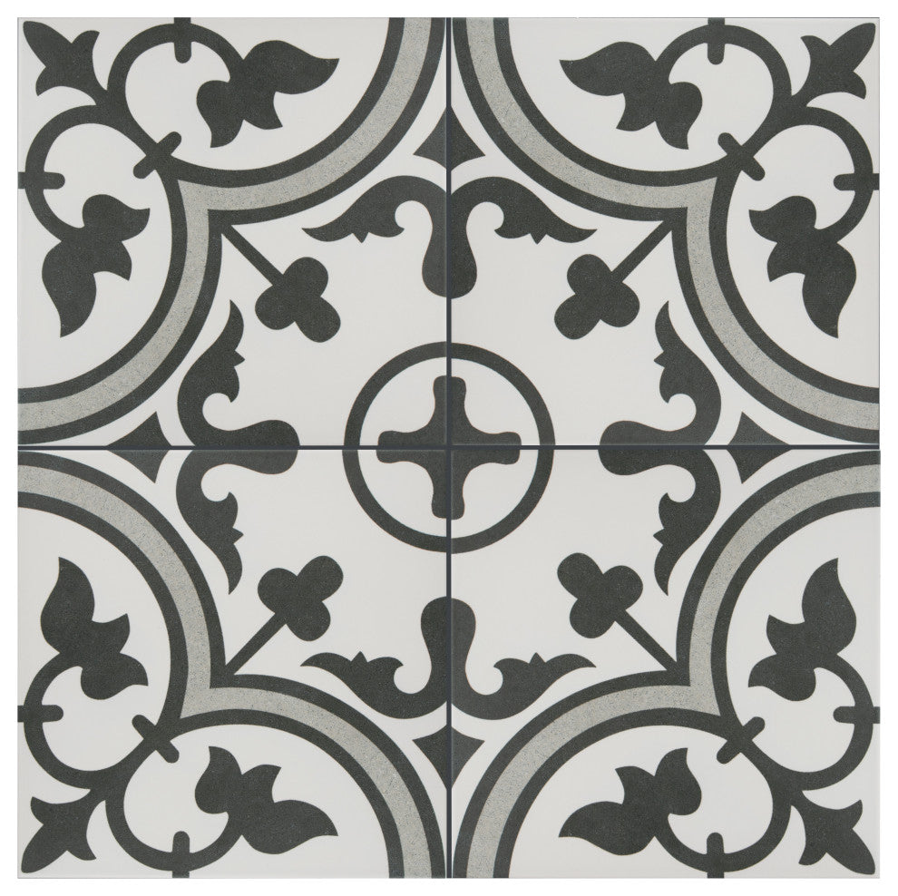 Arte Encaustic Porcelain Floor and Wall Tile, Grey