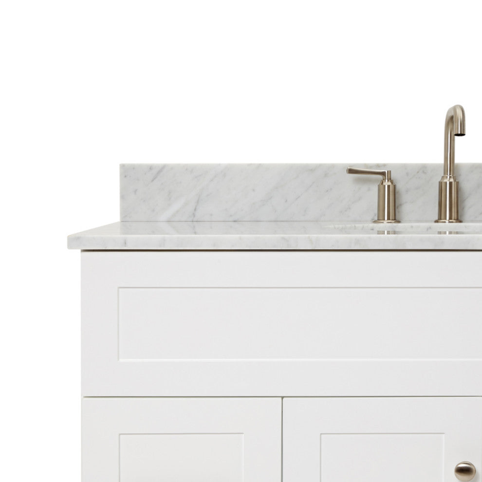 Ariel Hamlet 43" Oval Sink Bath Vanity, 0.75" Carrara Marble