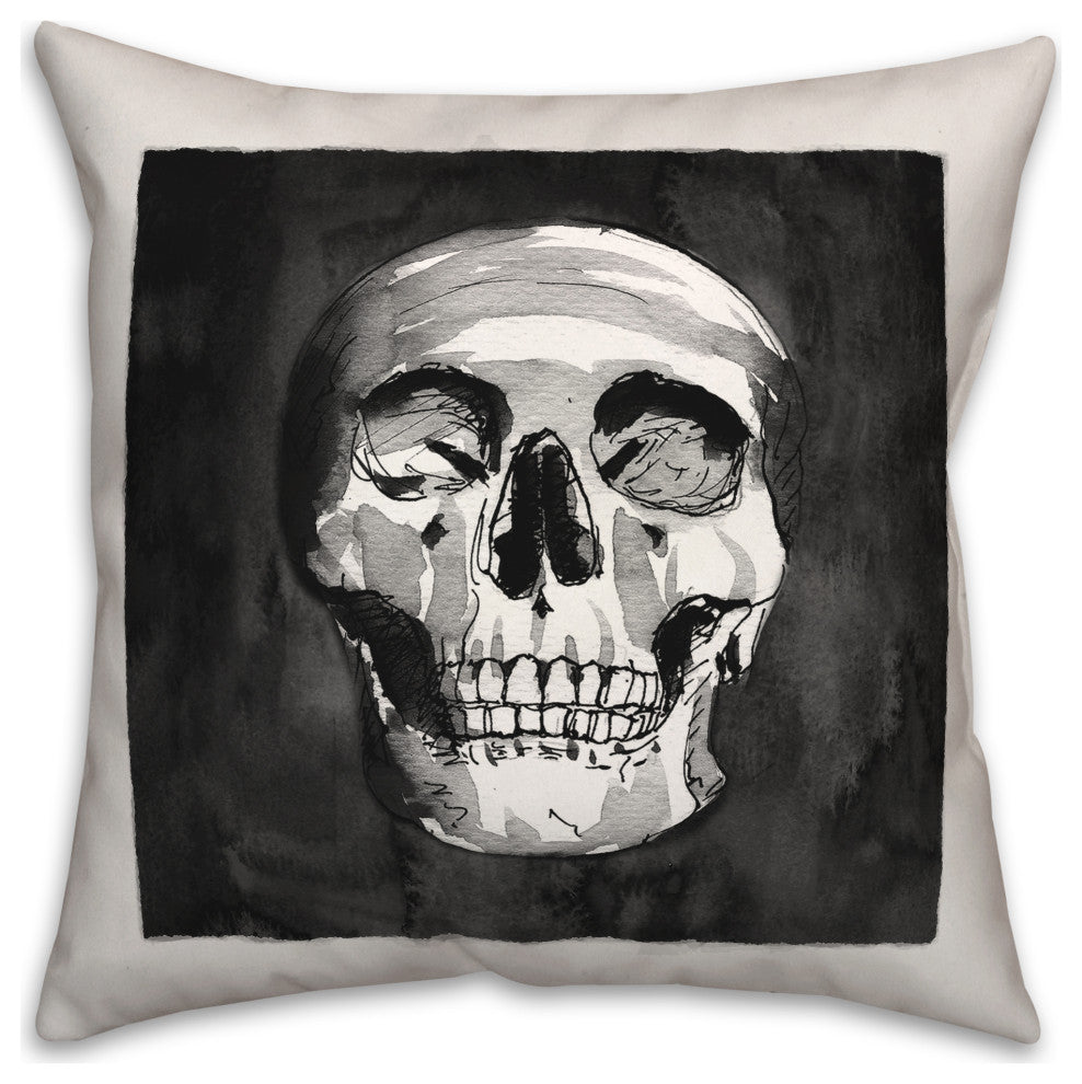 Watercolor Skull 16x16 Throw Pillow
