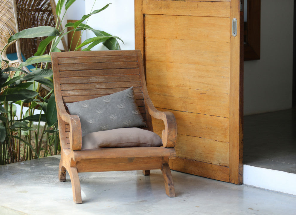 Feather Pattern Decorative Lumbar Throw Pillow, Gray, 14"x20"