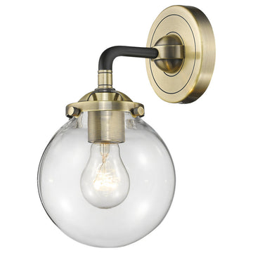 Beacon 1-Light LED Sconce, Black Antique Brass, Glass: Clear