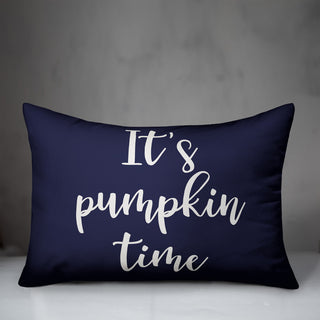 It's Pumpkin Time Lumbar Pillow, Navy, 14"x20"