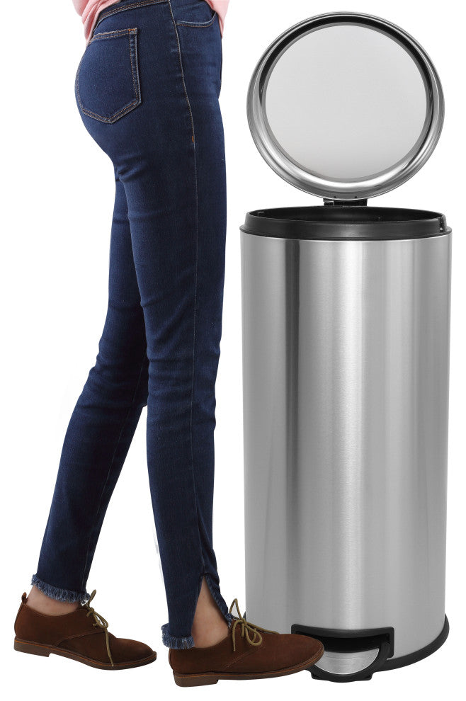Happimess Oscar 30L and 5L Step-Open Trash Can, Stainless Steel