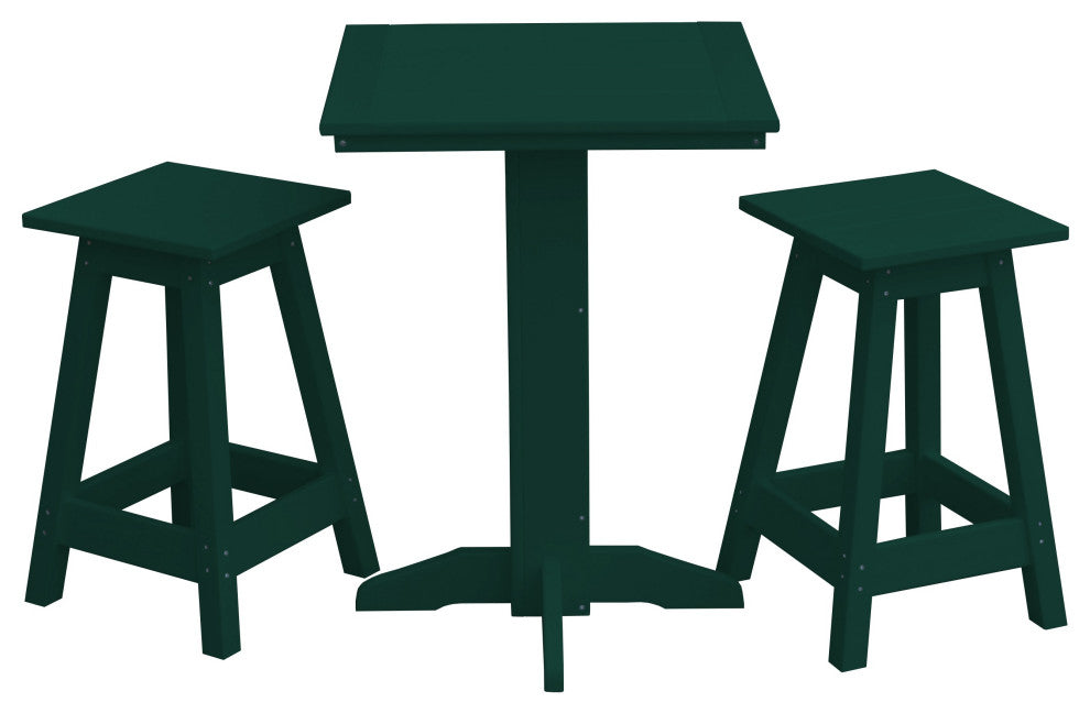 Poly Lumber Bistro Set, Turf Green, Square
