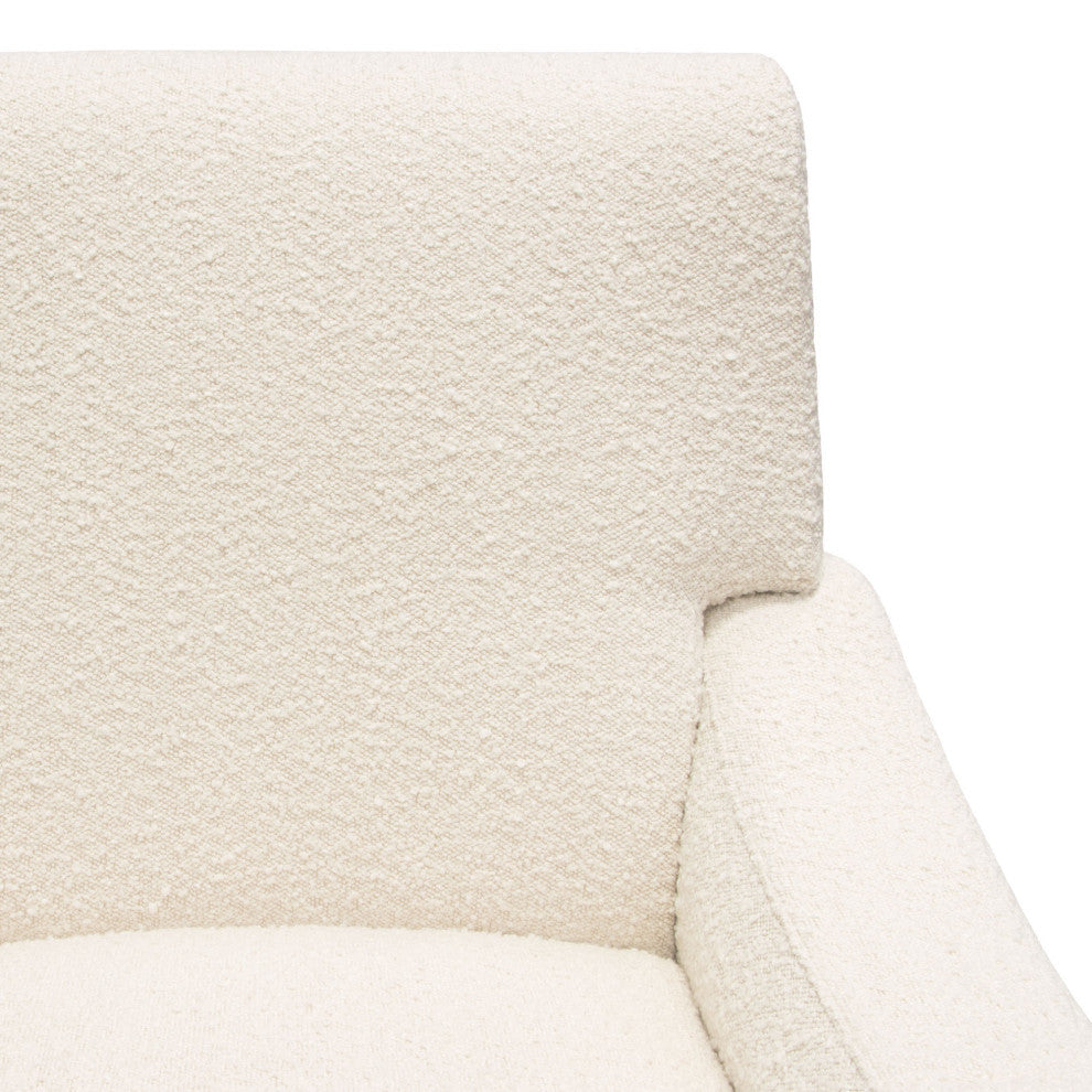 Cameron Accent Chair, Bone Boucle Textured Fabric With Black Leg
