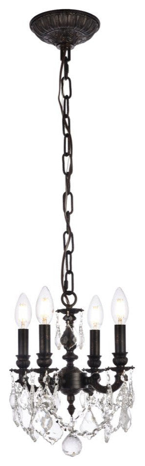 Elegant Lighting 9104D10/RC Lillie 4 Light 10"W Crystal - Dark Bronze