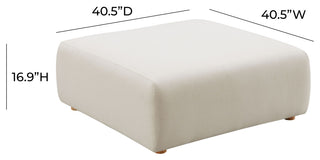 Hangove Upholstered Boucle Ottoman, Cream Linen