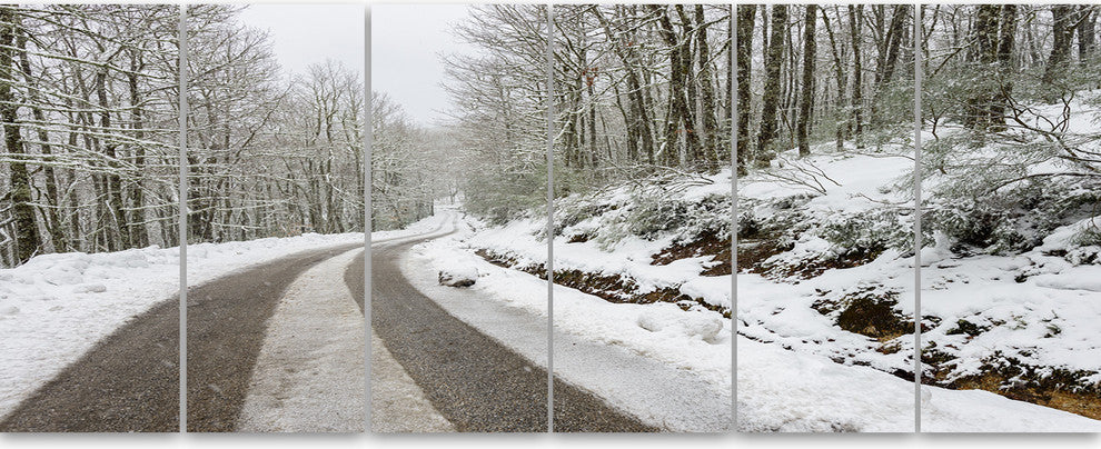 Snow Storm at Piornedo Spain, Large Landscape Canvas Art, 70"x28", 6 Panels