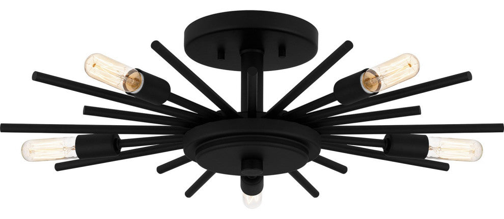 Mesquite Five Light Semi Flush Mount in Matte Black