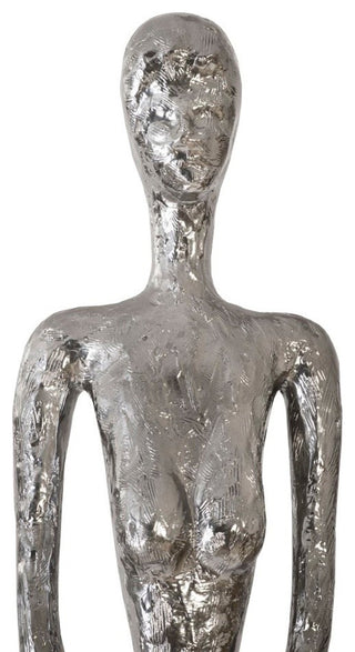 Skinny Female Sculpture, Liquid Silver