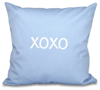 26"x26" "xo"xo, Word Print Pillow, Blue