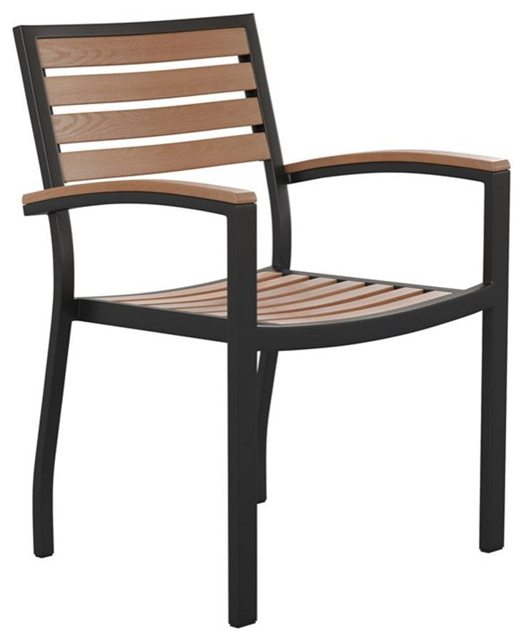 Lark 5 Pc Patio Dining Set - 35" Square Table w/ Umbrella Hole & 4 Club Chairs