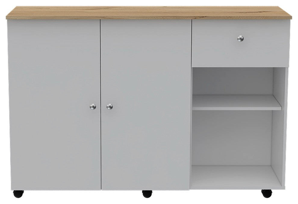 Kitchen Island Cart Indiana, Kitchen, White / Light Oak