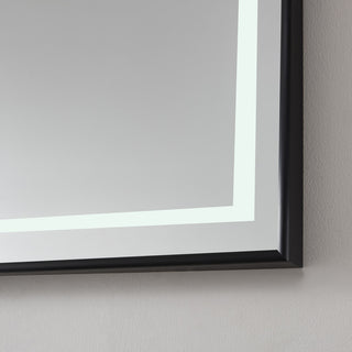 Horizontal Rectangular LED Wall Mount Bathroom Mirror, Black, 36"