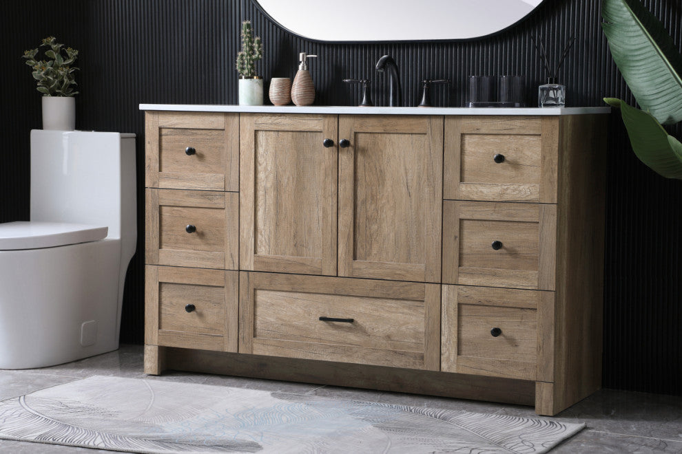 Home Living 54" SIngle Bathroom Vanity, Natural Oak