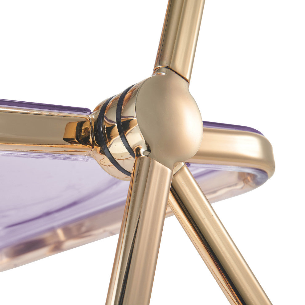 Lawrence Acrylic Folding Chair With Gold Frame, Magenta