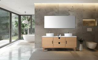 Newton Bath Vanity, Whitewash Oak, 72", Double Sink, Freestanding
