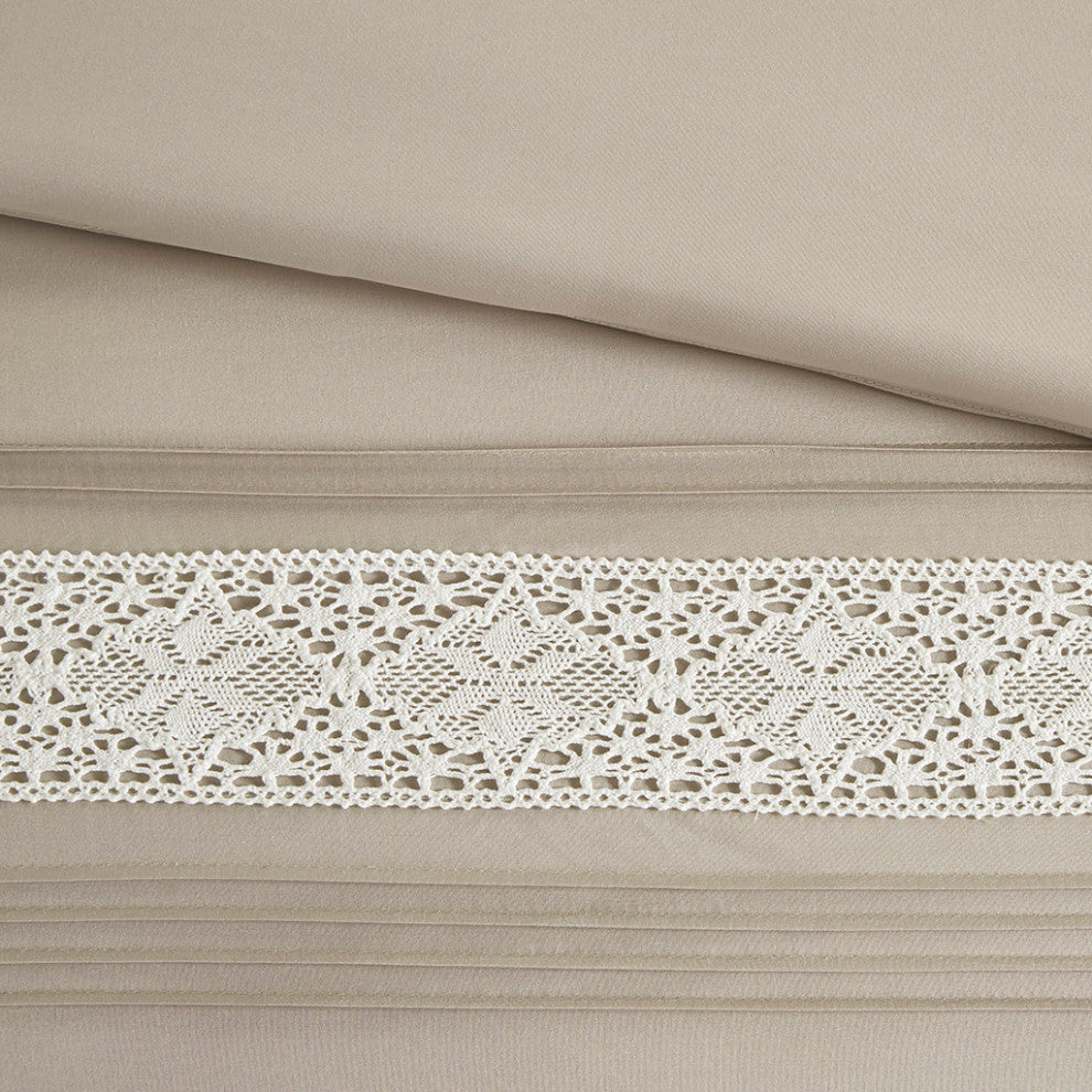 Madison Park Lacey 7 Piece Lace Trim Comforter Set With Throw Pillows