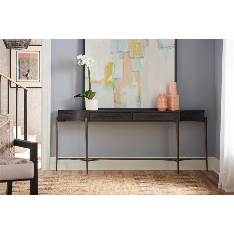 Maklaine Modern styled Wood Console Table in Onyx Brown Finish